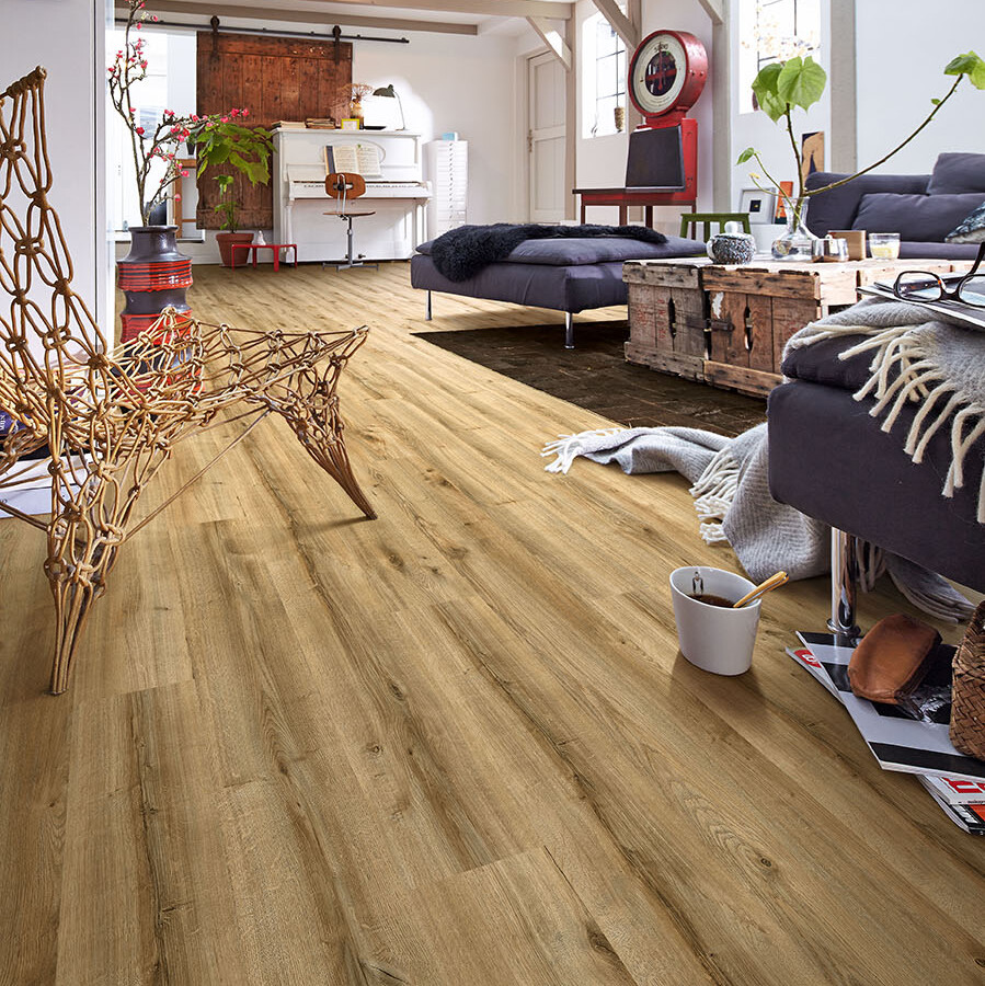 Laminat im Kurzdielenformat eignet sich für jeden Raum ist leicht zu verlegen Laminat im Kurzdielenformat in einem Wohnzimmer