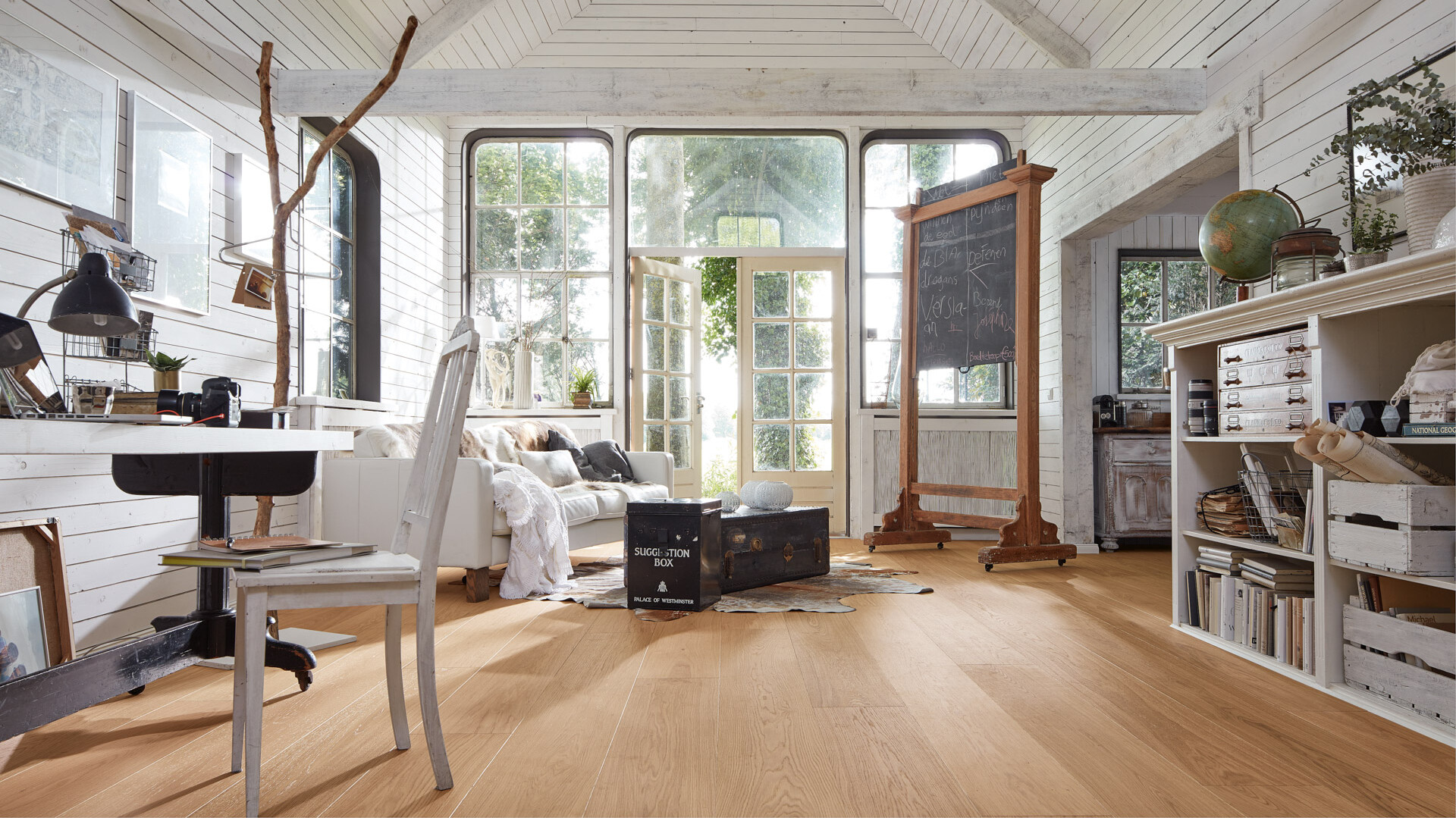 Parkett Landhausdielen von MEISTER Parkett PD 450 Eiche harmonisch cremeweiß