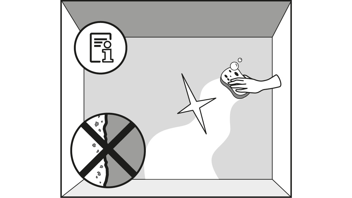 Vor dem Ankleben muss der Untergrund sauber, trocken und eben sein Vor dem Ankleben muss der Untergrund sauber, trocken und eben sein