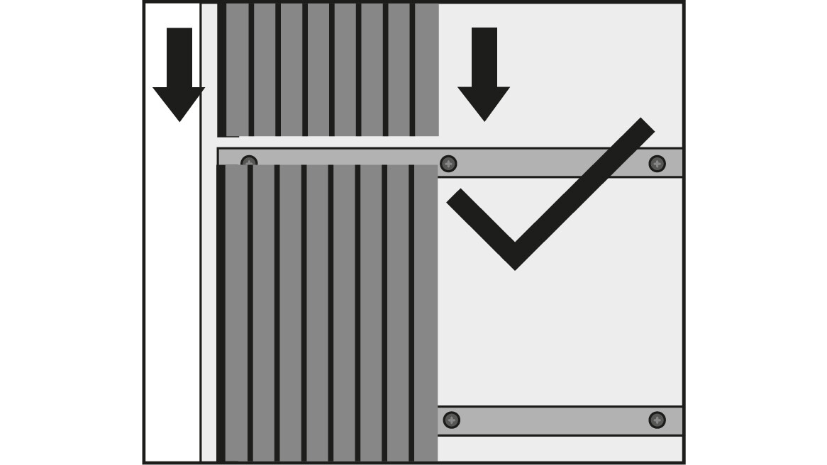 Verschrauben der Akustikpaneele auf der Holzlattung Verschrauben der Akustikpaneele auf der Holzlattung