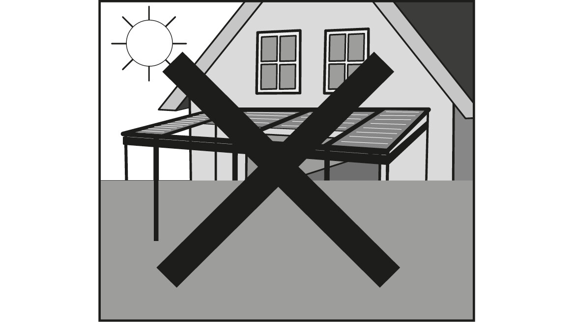 Nicht für die Verlegung im Wintergarten geeignet Nicht für die Verlegung im Wintergarten geeignet