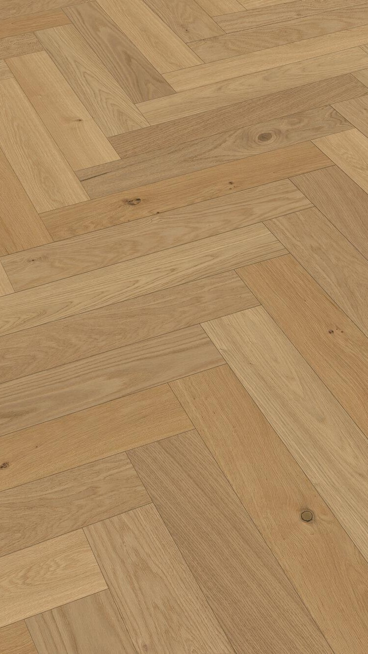 Lindura Fischgrät mit der Sortierung classic Die Holz-Sortierung "classic" beim Fischgrät-Format von Lindura-Holzboden