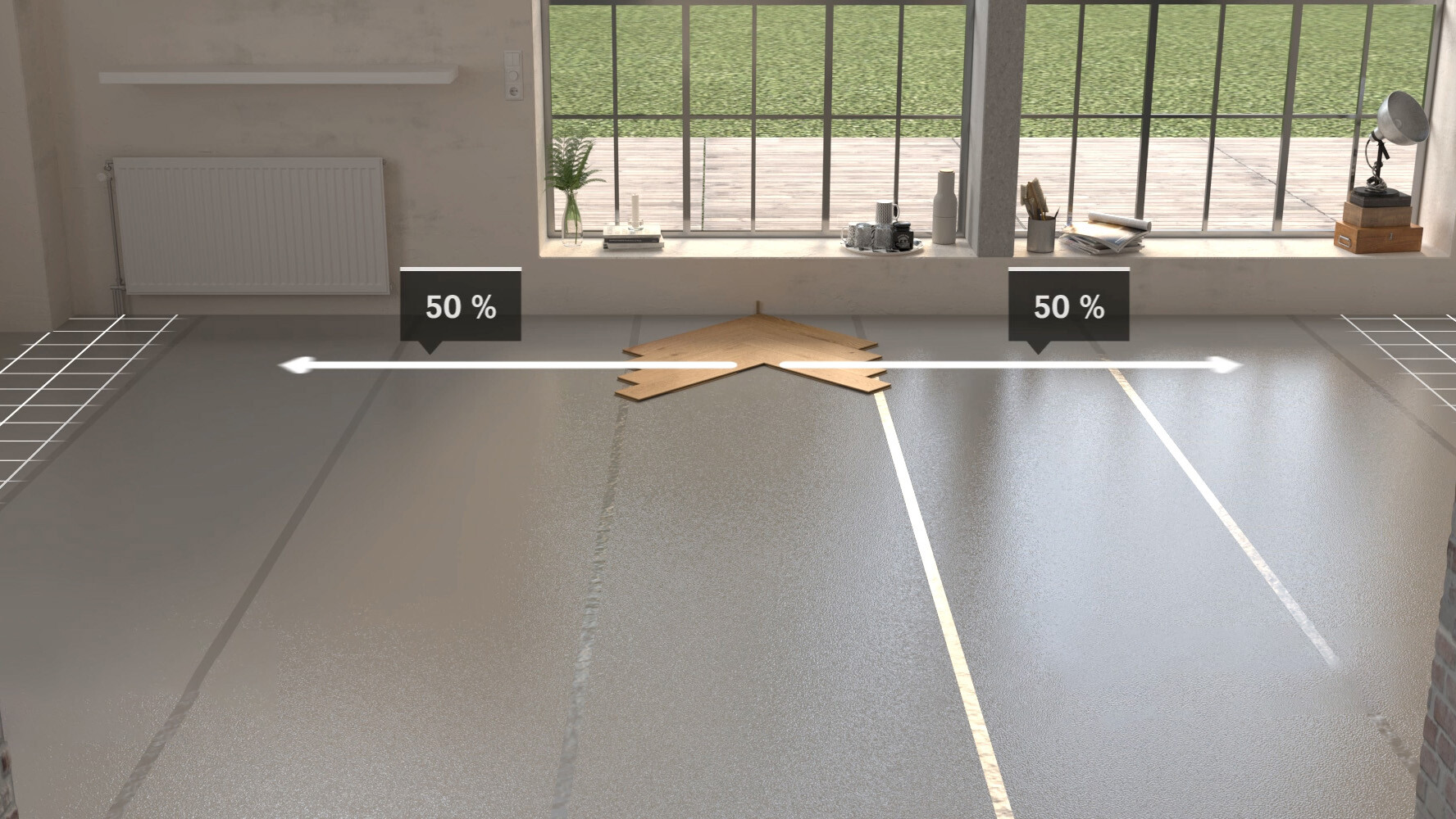 Paralleler Fischgrätverband Schritt 1