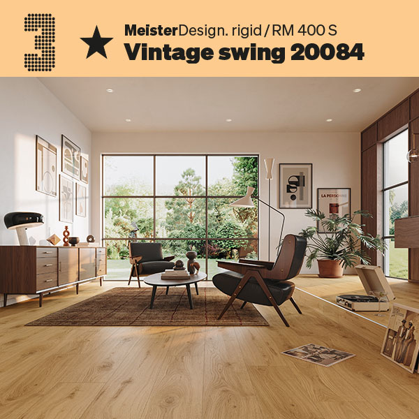 Eleganter und zeitloser Vinylboden im Wohnzimmer 