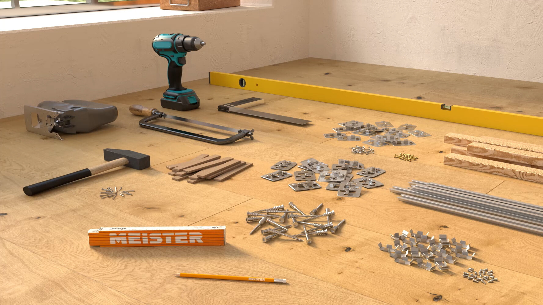 Werkzeug und Befestigungsmaterial zur Montage von Systempaneelen Werkzeug und Befestigungsmaterial zur Montage von Systempaneelen